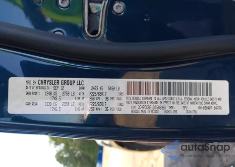 2013 Dodge Journey Sxt из США, поврежденный, VIN 3C4PDCBG1DT505357